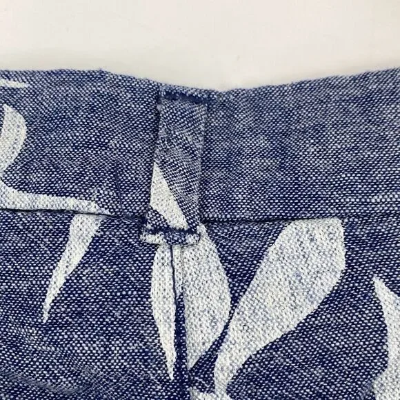Old Navy Everyday Shorts Linen Blend Tropical Hawaiian Print Chambray Pockets Bl - Picture 9 of 10